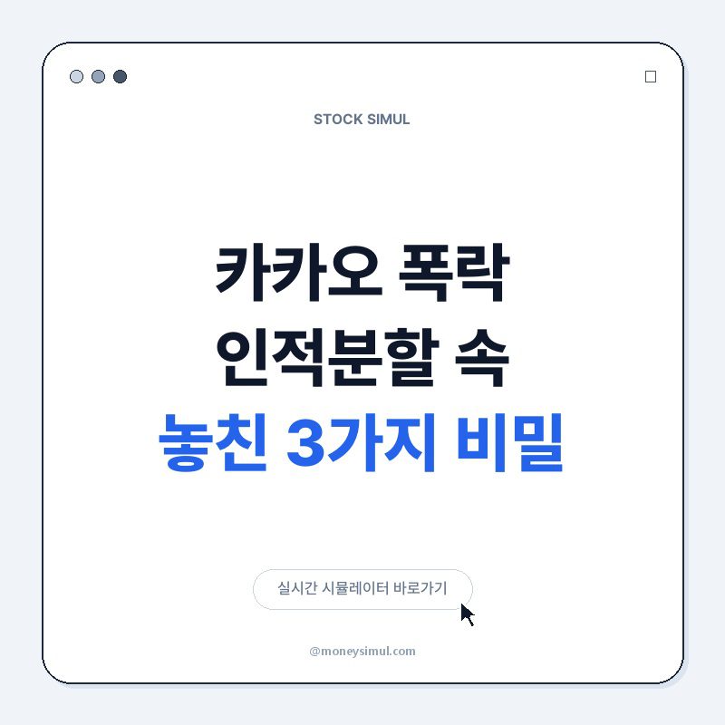 카카오 폭락! 인적분할 속 놓친 3가지 비밀